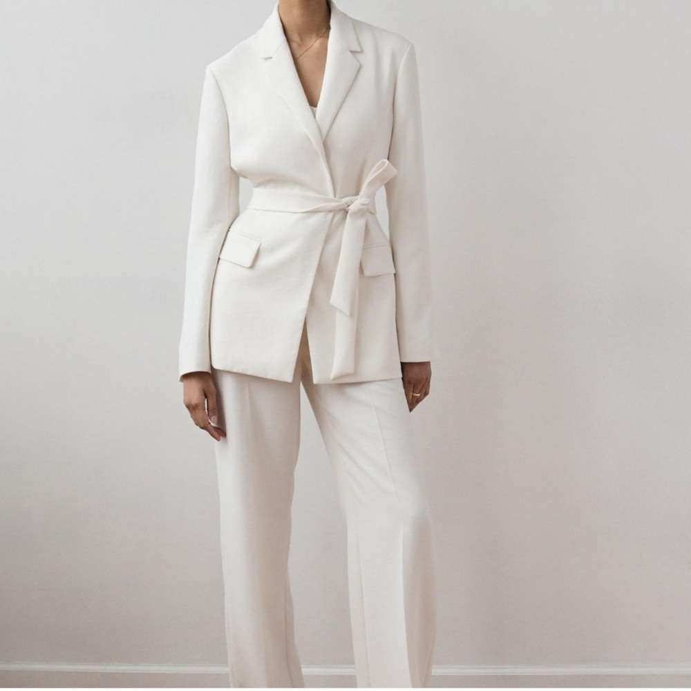 Wilfred White Blazer with Wrap Front and Belt